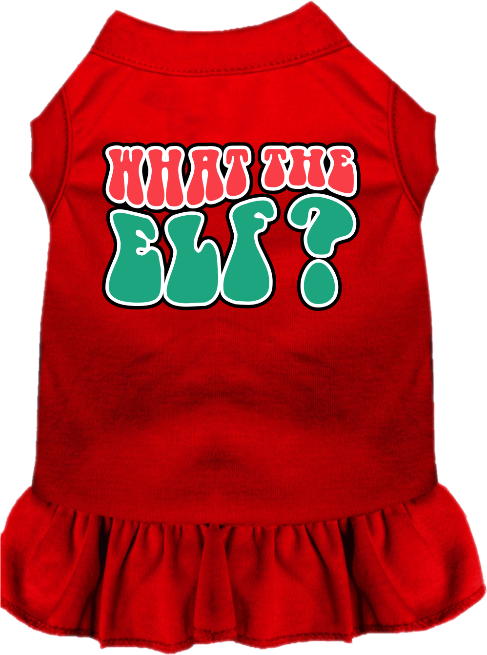 What the Elf Screen Print Dog Dress Red Size XXL